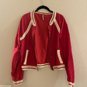 Free People Red Bomber Jacket